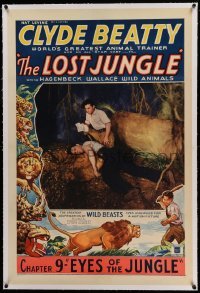 3a323 LOST JUNGLE linen chapter 9 1sh '34 World's Greatest Animal Trainer Clyde Beatty, serial!