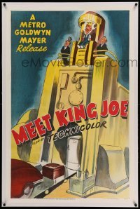 3a335 MEET KING JOE linen 1sh '49 great MGM cartoon art of industrial master of the world!
