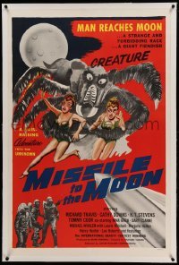 3a340 MISSILE TO THE MOON linen 1sh '59 giant fiendish creature, a strange and forbidding race!