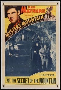 3a349 MYSTERY MOUNTAIN linen chapter 10 1sh '34 Ken Maynard in inset, The Secret of the Mountain!