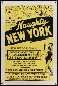 3a350 NAUGHTY NEW YORK linen 1sh '59 Big Apple sex, Greenwich Village after dark, it's sinsational!