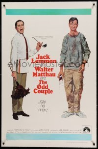 3a357 ODD COUPLE linen 1sh '68 art of best friends Walter Matthau & Jack Lemmon by Robert McGinnis!