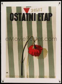 3a106 OSTATNI ETAP linen Polish 23x33 R88 Trepkowski art of flower over concentration camp uniform!