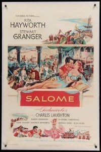 3a393 SALOME linen style B 1sh '53 art of sexy Biblical Rita Hayworth romanced by Stewart Granger!