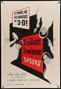 3a406 SPOOKS linen 3D 1sh '53 The Three Stooges with Shemp are three times as hilarious in 3-D!