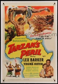 3a427 TARZAN'S PERIL linen 1sh '51 Lex Barker in the title role, it had to be filmed in Africa!