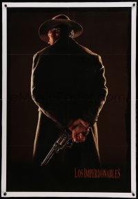 3a447 UNFORGIVEN linen int'l Spanish language teaser 1sh '92 classic image of Clint Eastwood!