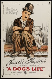 3b301 DOG'S LIFE S2 recreation 1sh 1998 great stone litho art of Charlie Chaplin & his mutt!