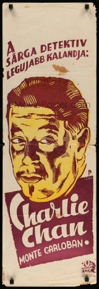 3b241 CHARLIE CHAN AT MONTE CARLO Hungarian 13x37 '38 art of Asian detective Warner Oland, rare!