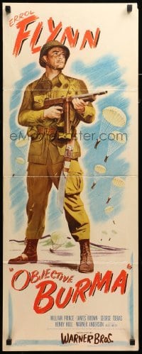 3b035 OBJECTIVE BURMA insert '45 William Prince, art of Errol Flynn in World War II!