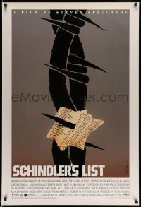 3b051 SCHINDLER'S LIST 1sh '93 Steven Spielberg, great different unused art by Saul Bass, rare!
