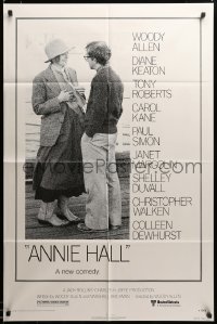 3c170 ANNIE HALL revised 1sh '77 full-length Woody Allen & Diane Keaton, a new comedy!