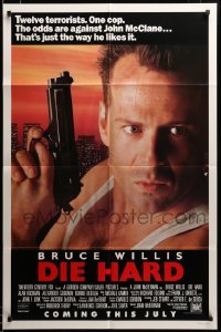 3c060 DIE HARD advance 1sh '88 Bruce Willis vs twelve terrorists, action classic!