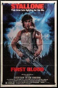 3c066 FIRST BLOOD 1sh '82 artwork of Sylvester Stallone as John Rambo by Drew Struzan!