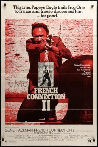 3c020 FRENCH CONNECTION II style B 1sh '75 Frankenheimer, c/u of Gene Hackman aiming gun!
