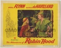 3c348 ADVENTURES OF ROBIN HOOD LC #3 R48 best c/u of Errol Flynn & Olivia de Havilland in forest!