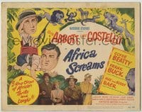 3c258 AFRICA SCREAMS TC '49 great art of Bud Abbott & Lou Costello in jungle with animals!
