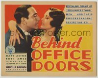 3c265 BEHIND OFFICE DOORS TC '31 businessman Ricardo Cortez loves pretty secretary Mary Astor!