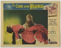 3c402 CURSE OF THE WEREWOLF LC #3 '61 best image of monster Oliver Reed carrying Yvonne Romain!