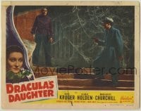 3c434 DRACULA'S DAUGHTER LC #4 R49 great image of Edward Van Sloan, Irving Pichel & spooky webs!