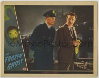 3c459 FROZEN GHOST LC '44 close up of a cop staring at worried Lon Chaney Jr. on the docks!