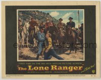 3c516 LONE RANGER LC #8 '56 Tonto on horseback watches masked Clayton Moore fight bad guy!