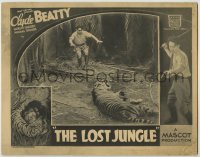 3c518 LOST JUNGLE LC '34 animal trainer Clyde Beatty tries to sneak around tiger, Mascot serial!