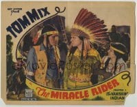 3c540 MIRACLE RIDER chapter 1 LC '35 c/u of cowboy Tom Mix as honorary chief, The Vanishing Indian!