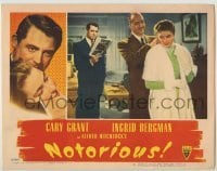 3c567 NOTORIOUS LC #8 '46 Cary Grant watches Louis Calhern put jewelry on Ingrid Bergman, Hitchcock