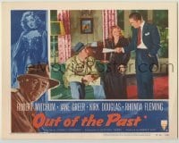 3c570 OUT OF THE PAST LC #4 R53 Kirk Douglas hands papers to Robert Mitchum & Jane Greer!
