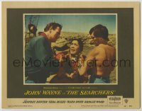 3c642 SEARCHERS LC #6 '56 John Ford, John Wayne & barechested Jeff Hunter confront Archuletta!