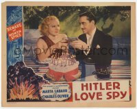 3c643 SECOND BUREAU LC '37 sexy spy Marta Labarr toasting over birthday cake, Hitler Love Spy!
