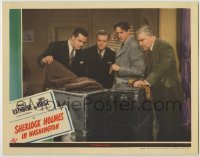 3c654 SHERLOCK HOLMES IN WASHINGTON LC '42 Basil Rathbone & Nigel Bruce examining trunk, rare!