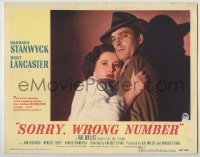 3c670 SORRY WRONG NUMBER LC #1 '48 noir portrait of Burt Lancaster & Barbara Stanwyck w/ shadows!