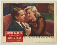 3c724 WHITE HEAT LC #4 '49 close up of sexy Virginia Mayo cozying up to suspicious James Cagney!
