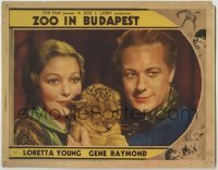 3c741 ZOO IN BUDAPEST LC '33 great close up of Loretta Young & Gene Raymond with cheetah cub, rare!