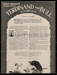 3c219 FERDINAND THE BULL pressbook '38 Walt Disney Silly Symphony cartoon of a peace-loving bull!