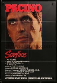 3c123 SCARFACE advance 1sh '83 Al Pacino as Tony Montana, Brian De Palma, Oliver Stone!