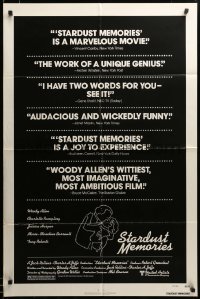 3c187 STARDUST MEMORIES reviews 1sh '80 directed by Woody Allen, constellation art by Burt Kleeger!