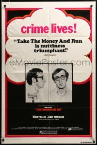 3c189 TAKE THE MONEY & RUN 1sh R70s wacky Woody Allen mug shot in classic mockumentary!