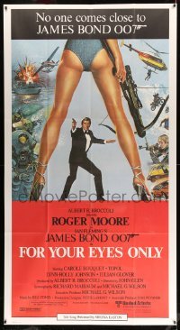 3d130 FOR YOUR EYES ONLY 3sh '81 Roger Moore as James Bond 007, cool Brian Bysouth art!