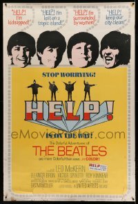 3d074 HELP 40x60 '65 great image of The Beatles, John, Paul, George & Ringo, rock & roll classic!