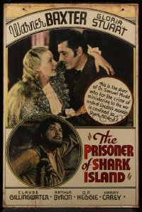 3d156 PRISONER OF SHARK ISLAND Meloy Bros. 40x60 '36 John Ford, c/u Warner Baxter & Gloria Stuart!