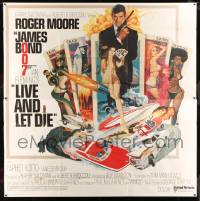 3d119 LIVE & LET DIE East Hemi 6sh '73 McGinnis art of Roger Moore as James Bond & sexy tarot cards!