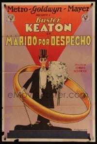 3d135 SPITE MARRIAGE Argentinean '29 cool Wagener art of Buster Keaton w/ huge wedding band, rare!