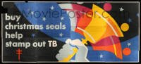 3d057 BUY CHRISTMAS SEALS HELP STAMP OUT TB billboard '49 colorful art of hand ringing bell!