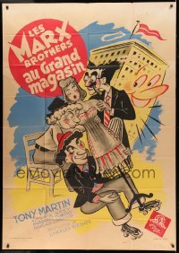 3d008 BIG STORE French 1p '49 great art of the three Marx Brothers, Groucho, Harpo & Chico!