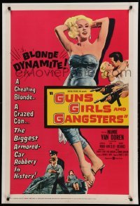 3d085 GUNS, GIRLS & GANGSTERS 1sh '59 sexiest bad girl Mamie Van Doren is blonde dynamite!