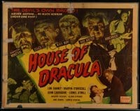 3d097 HOUSE OF DRACULA LAMINATED 1/2sh R50 Lon Chaney Jr., John Carradine & other monsters, rare!