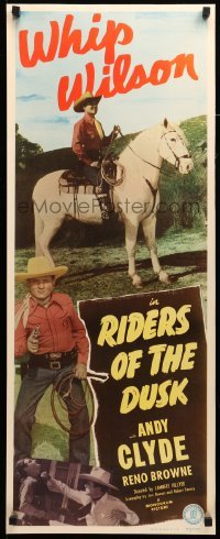 3d112 RIDERS OF THE DUSK insert '49 Whip Wilson on horse + close up holding gun and whip!